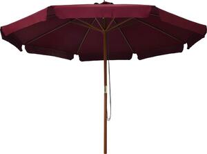 Ombrellone da Esterni con Palo in Legno 330 cm Rosso Borgogna