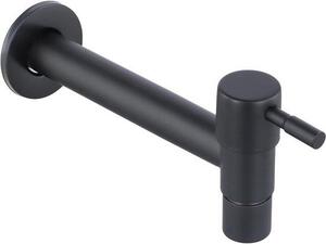 Rubinetto da esterno per bagno, montaggio a parete, rubinetto da balcone in acciaio inossidabile, rubinetto da cucina, nero, testa da 1 pollice