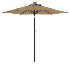 Ombrellone Giardino con LED Palo Acciaio Tortora 225x225x212 cm