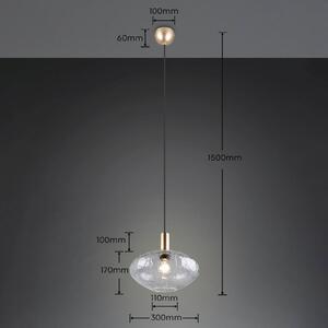 Reality Leuchten Lampada a sospensione Emelie, dimmerabile, Ottone / Oro, Soggiorno / Sala da pranzo, Metallo, Lampada a sospensione