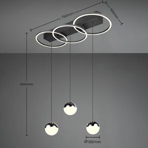 Reality Leuchten Lampada a sospensione Larino, dimmerabile, Nero, Soggiorno / Sala da pranzo, Metallo, Moderno, Lampada a sospensione