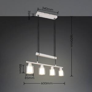 Reality Leuchten Lampada a sospensione Neralo, dimmerabile, Alluminio / Grigio / Zincato, Soggiorno / Sala da pranzo, Metallo, Lampada a sospensione