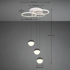 Reality Leuchten Lampada a sospensione Larino, dimmerabile, Alluminio / Grigio / Zincato, Soggiorno / Sala da pranzo, Metallo, Moderno, Lampada a sospensione