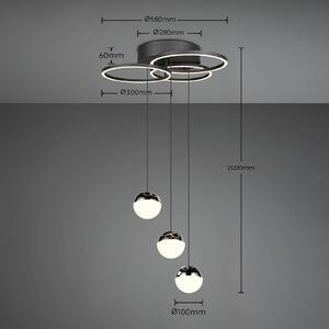 Reality Leuchten Lampada a sospensione Larino, dimmerabile, Nero, Soggiorno / Sala da pranzo, Metallo, Moderno, Lampada a sospensione