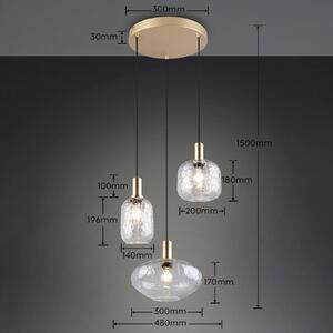 Reality Leuchten Lampada a sospensione Emelie, dimmerabile, Ottone / Oro, Soggiorno / Sala da pranzo, Metallo, Lampada a sospensione