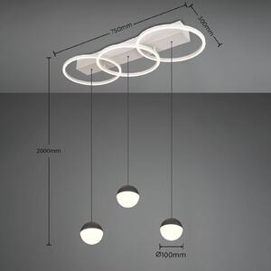Reality Leuchten Lampada a sospensione Larino, dimmerabile, Alluminio / Grigio / Zincato, Soggiorno / Sala da pranzo, Metallo, Moderno, Lampada a sospensione