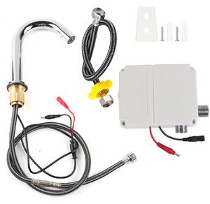 Filetto G1/2, sensore a induzione automatico, rubinetto, miscelatore monocomando a freddo con sensore a infrarossi e centralina di controllo, modello a bassa altezza