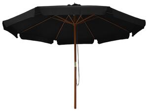 Ombrellone da Esterni con Palo in Legno 330 cm Nero