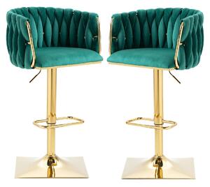 Sgabello da bar - Sgabello per cucina - Sgabello per caffè - Regolabile da 63 a 87 cm - Rotazione a 360° - Verde