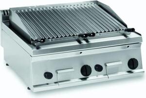 Barbecue a gas KBS con pietra lavica, 2 zone di riscaldamento e griglie regolabili in altezza, 700x700x280 mm