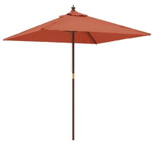 Ombrellone Giardino con Palo in Legno Terracotta 198x198x231 cm