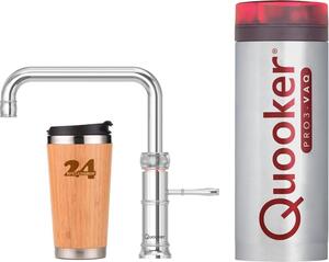 "QUOOKER CLASSIC FUSION Square VAQ PRO3 chrome & 100°C mixer tap (3CFSCHR)" Miscelatore per lavello con funzione di acqua bollente a 100°C Inclusa tazza termica