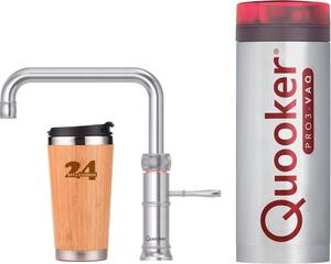 "QUOOKER CLASSIC FUSION Square VAQ PRO3 stainless steel & 100°C mixer tap (3CFSRVS)" Miscelatore per lavello con funzione di acqua bollente a 100°C Inclusa tazza termica