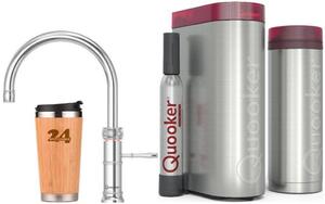 "QUOOKER CLASSIC FUSION ROUND bocca fissa cromo VAQ PRO3 con CUBE2 (3CFRCHRCUBE)" Rubinetto per acqua bollente a 100°C con sistema di acqua potabile Incl. tazza termica