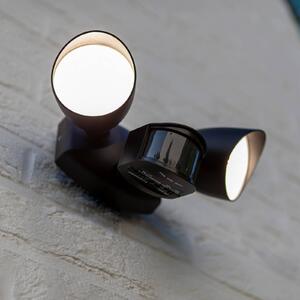 LUTEC Proiettore da esterno con sensore LED SHRIMP nero 20 W a 2 luci IP54, Nero, Alluminio, Moderno, Applique da esterni