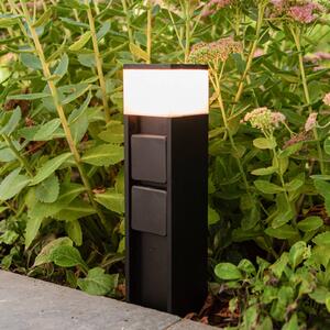 LUTEC Lampione da giardino MAINS, Nero, Alluminio, Moderno, Lampada da esterni