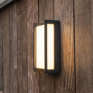 LUTEC connect Appliance da esterno LED intelligente QUBO, grigio scuro 22 cm IP54 RGB CCT QUBO, Alluminio / Grigio / Zincato, Alluminio, Moderno, Applique da esterni