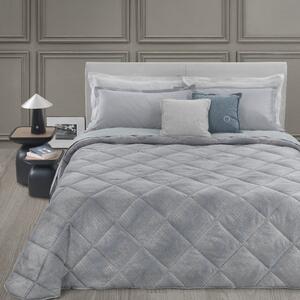 Copriletto Trapuntato In Raso Jacquard Tartan Matrimoniale - 270X260 Trussardi Geometrico Grigio Caleffi