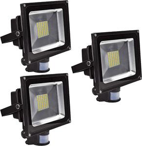 Greenmigo 3x 50W Proiettore SMD con sensore di movimento, faretto LED luce bianco caldo, IP65 impermeabile, lampada LED, applique, illuminazione diffusa, illuminazione da esterno, lampada da giardino LED, faretto da esterno