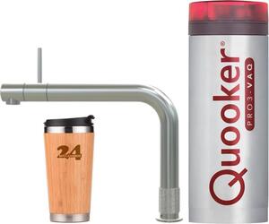 "Miscelatore per lavello QUOOKER FRONT VAQ PRO3 in acciaio inox e 100°C (3FRONTRVS)" (2 posizioni) con funzione di acqua bollente a 100°C *Inclusa tazza termica