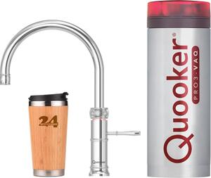 "Miscelatore QUOOKER CLASSIC FUSION Round VAQ PRO3 cromo & 100°C (3CFRCHR)" Miscelatore per lavello con funzione di acqua bollente a 100°C *Inclusa tazza termica