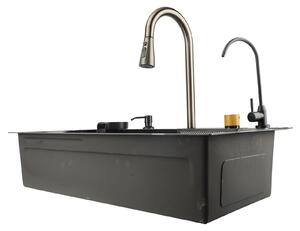 Rubinetto da cucina, montaggio sotto piano, acciaio inossidabile, lavello a una vasca, forma rettangolare
