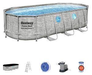 Piscina Power Steel Stacked Stone Swim Vista 549 x 274 x 122 cm con accessori
