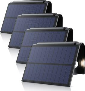 Lampada solare a LED BEARWARE, lampada solare da esterno, lampada solare da esterno, applique solare, set da 4 pezzi, 2 modalità, 2 livelli di luminosità, bianco caldo 3000K, IP54, batteria da 1800 mAh