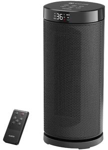 Stufa elettrica nera - Potenza: 2000 Watt - Dimensioni compatte: 15,6 x 15 x 36 cm - Riscaldatore elettrico - Con display LED e telecomando