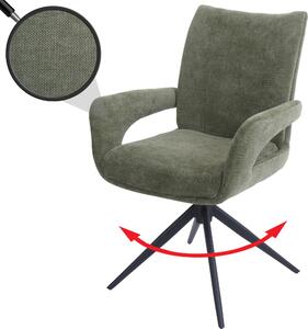 Sedia da pranzo HWC-O78, sedia da cucina, girevole a ritorno automatico, tessuto/tessuto ciniglia (310g/m²) Oeko-Tex ~ verde