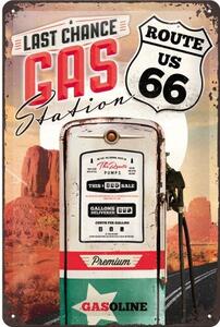 Cartello in metallo Route 66 - Gas Station, (20 x 30 cm)