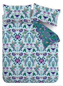 Set copripiumino e federa blu per letto matrimoniale 200x200 cm Mya Tropical Floral – Catherine Lansfield