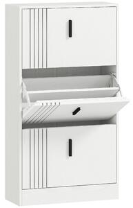 HOMCOM Scarpiera a 3 ante per 18 paia in legno 63 x 24 x 117 cm Bianco | Aosom Italy