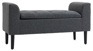 HOMCOM Panca Imbottita con Contenitore, Gambe in Legno, Portata fino a 130 kg, per Soggiorno, Camera e Ingresso, Effetto Lino, 116x44x58 cm, Grigio Scuro | Aosom Italy