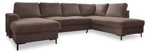 Divano letto in velluto a coste marrone (angolo destro) Lofty Lilly - Miuform