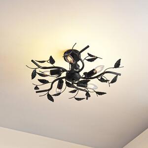 Plafoniera soffitto Yos Lindby, dimmerabile, Nero, Camera da letto, Metallo, Fiorentino, Plafoniera
