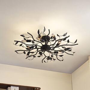 Plafoniera soffitto Yos Lindby, dimmerabile, Nero, Camera da letto, Metallo, Fiorentino, Plafoniera