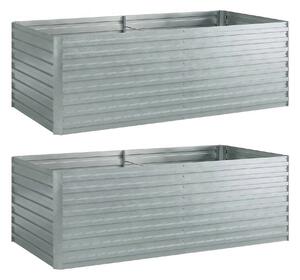 Outsunny Set di 2 Aiuole Rialzate in Metallo Galvanizzato con Bordo Sicuro, Fioriera Elevata per Verdure, Argento | Aosom Italy