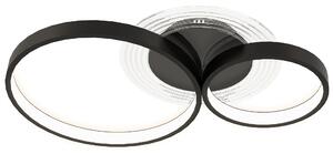 Plafoniera LED Moderna a 3 Anelli 59x8x7,4 cm Potenza 40W in Alluminio e Acrilico Nero