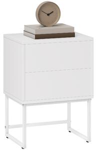 HOMCOM Comodino Moderno a 2 Cassetti con Apertura a Pressione, MDF e Acciaio, 40x30x50 cm, Bianco | Aosom Italy