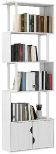 HOMCOM Libreria Moderna con 5 Ripiani e Armadietto a 2 Ante in Legno, 60x23.8x179.2 cm, Bianco | Aosom Italy