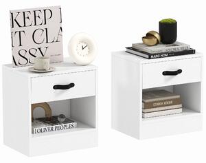 HOMCOM Set di 2 Comodini con Cassetti e Scomparto Aperto per Soggiorno 39x28x41 cm Bianco | Aosom Italy