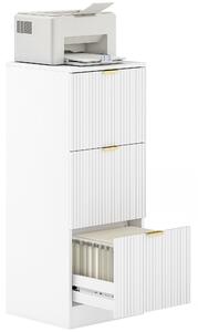 HOMCOM Cassettiera da Scrivania con 3 Cassetti Frontali Scanalati Mobile Archivio per Formato A4 o Lettera 40x40x101 cm Bianco | Aosom Italy