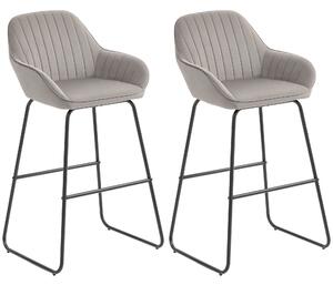 HOMCOM Set di 2 Sgabelli da Bar, Sgabelli da Bar con Rivestimento in Tessuto e Imbottitura in Schiuma, Sgabelli Imbottiti con Gambe in Metallo, Grigio | Aosom Italy