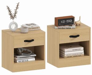 HOMCOM Set di 2 Comodini con Cassetto e Scomparto Aperto per Salotto 39x28x41 cm Naturale | Aosom Italy