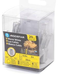 Aigostar - Catena luminosa LED natalizia 20xLED/3xAA 2,3 m bianco caldo