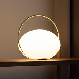 UMAGE Lampada da tavolo LED ricaricabile Orbit, bianco/ottone, IP44, CCT dimmerabile, Bianco / Opale, Soggiorno / Sala da pranzo, Plastica, Design