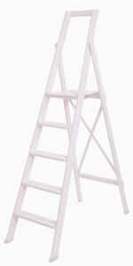 Scala Cinque gradini richiudibile BIBO 5 in Faggio Massello Dimensioni H100 cm 54x11x188 cm Peso 9 Kg Bianca Laccata