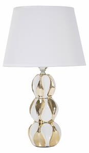 Lampada da tavolo in ceramica bianca e dorata Dimensioni � 28x h 46 cm in ceramica bianca dorata design sfere sovrapposte