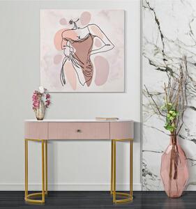 Consolle rettangolare con i lati smussati con cassetto, MONTPELLIER, Dimensioni 100x43xh 74 cm - Peso 14,8 kg La struttura in metallo dorato e tessuto imbottito